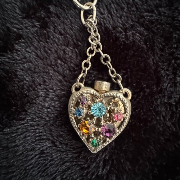 Antique Mini Perfume Bottles Jewelry Rhinestones, Rose Guilloche Enamel - Picture 2 of 12